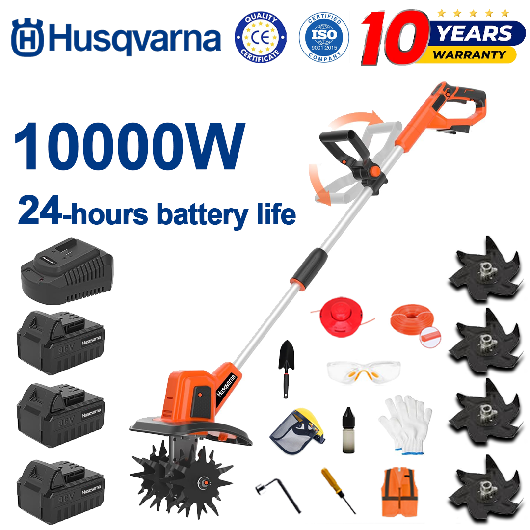 (Življenjska doba baterije 24 ur) 10000 W plug + 96 V litijeva baterija * 3 + hitri polnilnik * 1 + lopata * 1 + rezilo za obdelavo tal * 4 + rezalna plošča * 1 + rezalna vrv * 1 + razni dodatki