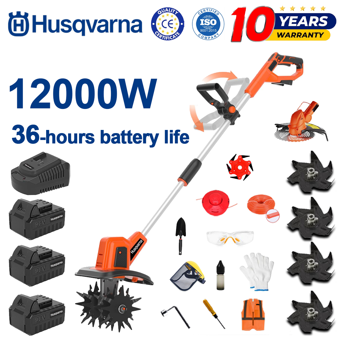 (Življenjska doba baterije: 36 ur) 12000 W plug + 96 V litijeva baterija * 3 + rezalna glava * 1 + hitri polnilnik * 1 + lopata * 1 + ravno rezilo * 2 + rezilo pluga * 4 + žagin list * 1 + rezilo * 1 + rezalna vrv * 1 + različni dodatki
