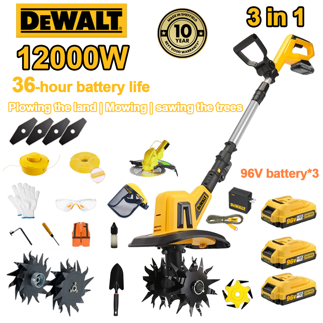(36 ur življenjske dobe baterije) 12000 W plug + 96 V litijeva baterija * 3 + hitri polnilnik * 1 + lopata * 1 + glava z ravnim rezilom * 4 + rezilna glava * 1 + rezilo za plug * 4 + rezilo iz zlitine * 1 + vrvica za kosilnico * 1 + vrvica za kosilnico * 1 + različni dodatki