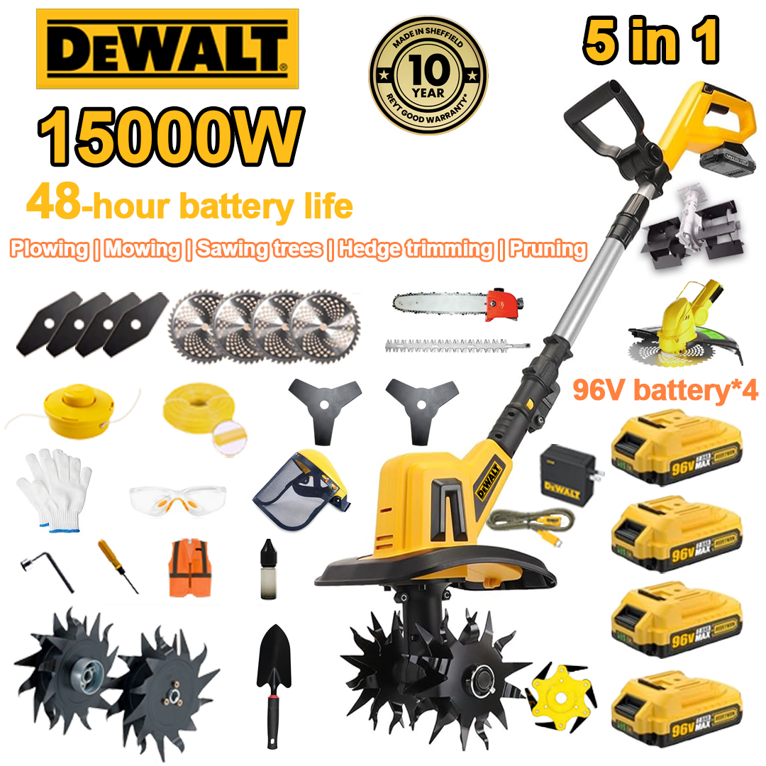 (48 ur življenjske dobe baterije) 15000 W plug + 96 V litijeva baterija * 4 + hitri polnilnik * 1 + glava kosilnice * 1 + lopata * 1 + ravno rezilo * 4 + rezilo pluga * 4 + list krožne žage * 4 + trikotni žagin list * 2 + žaga iz zlitine +1 žagin list +1 žagin list glava kosilnice * 1 + žaga * 1 + škarje za živo mejo * 1 + razni dodatki